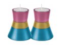 Yair Emanuel Small Anodized Aluminum Candlesticks, Silver Band - Choice of Colors