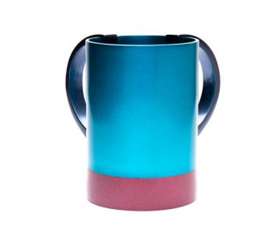 Yair Emanuel Small Netilat Yadayim Wash Cup, Two Tone - Turquoise and Maroon