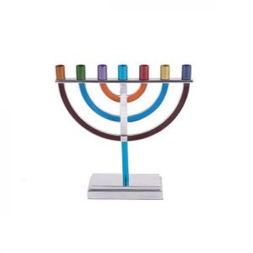 Yair Emanuel Small Seven Branch Menorah, Colorful - 5.9 Inches Height