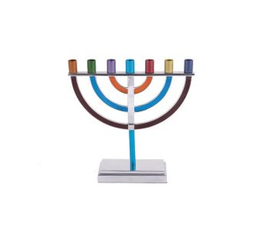 Yair Emanuel Small Seven Branch Menorah, Colorful - 5.9 Inches Height