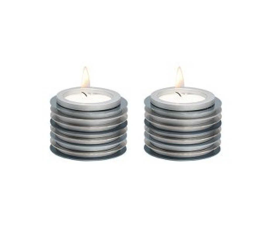 Yair Emanuel Small Tea Light Candlesticks, Stacked Discs – Colorful