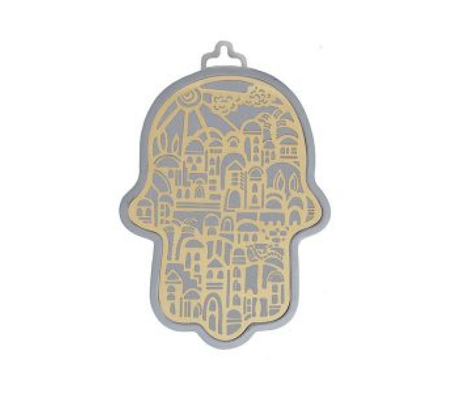 Yair Emanuel Small Wall Hamsa, Delicate Jerusalem Overlay - Choice of Colors