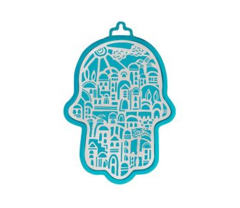 Yair Emanuel Small Wall Hamsa, Delicate Jerusalem Overlay - Choice of Colors