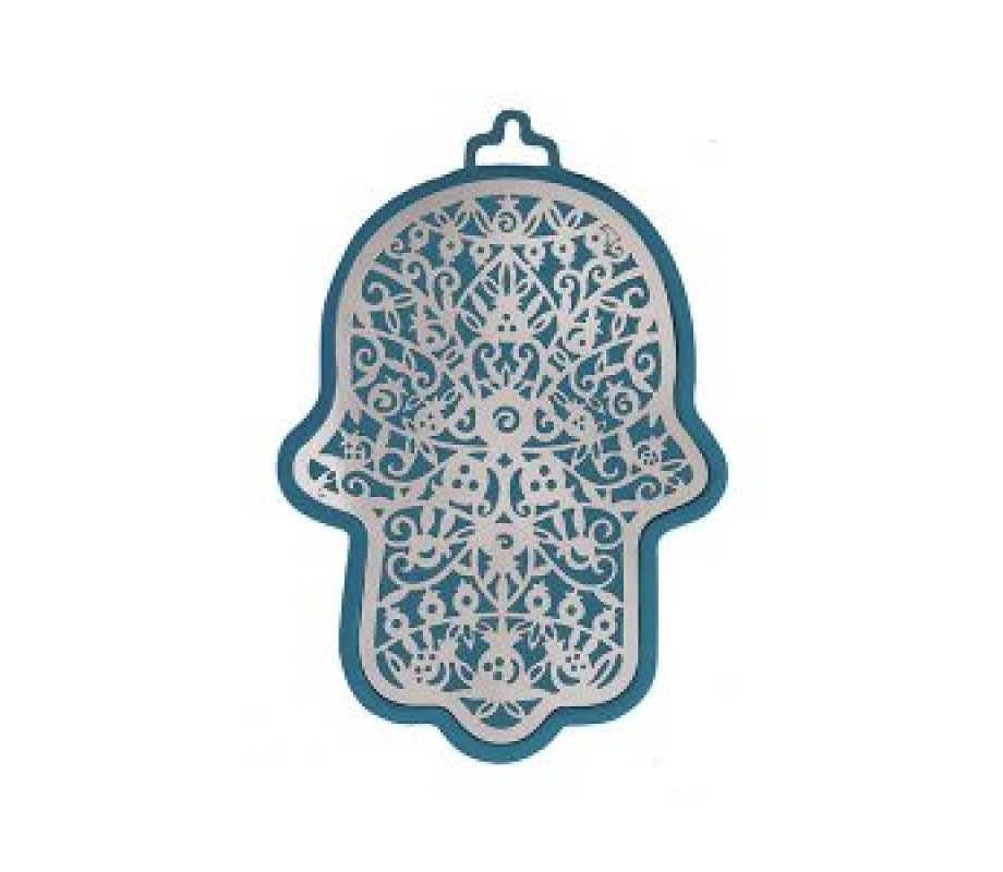 Yair Emanuel Small Wall Hamsa, Delicate Pomegranate Overlay - Choice of Colors