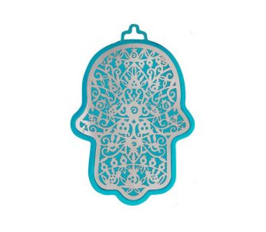 Yair Emanuel Small Wall Hamsa, Delicate Pomegranate Overlay - Choice of Colors
