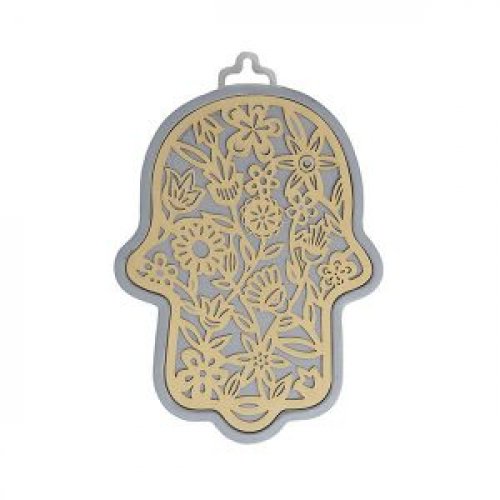 Yair Emanuel Small Wall Hamsa with Delicate Floral Overlay - Choice of Colors