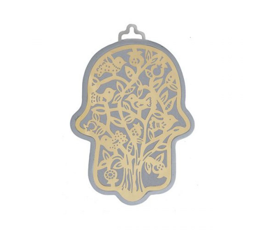 Yair Emanuel Small Wall Hamsa with Delicate Tree Overlay - Choice of Colors