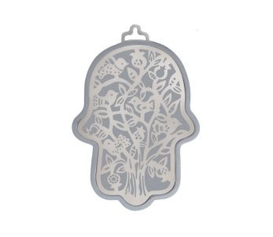 Yair Emanuel Small Wall Hamsa with Delicate Tree Overlay - Choice of Colors