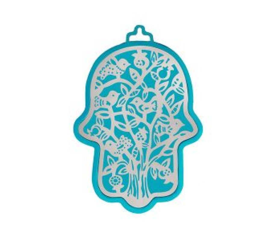 Yair Emanuel Small Wall Hamsa with Delicate Tree Overlay - Choice of Colors