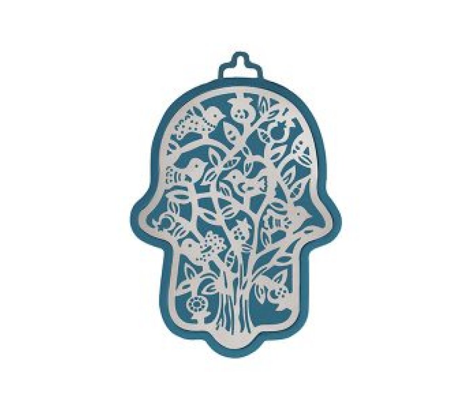 Yair Emanuel Small Wall Hamsa with Delicate Tree Overlay - Choice of Colors