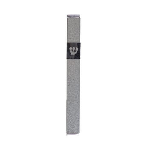 Yair Emanuel Stainless Steel Mezuzah Case, Cutout Shin Letter - Gray