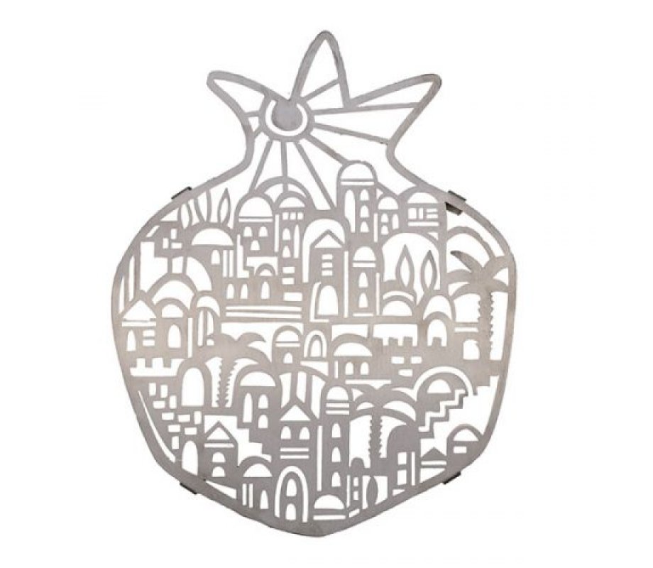 Yair Emanuel Stainless Steel Pomegranate Trivet Pot Holder – Jerusalem Images