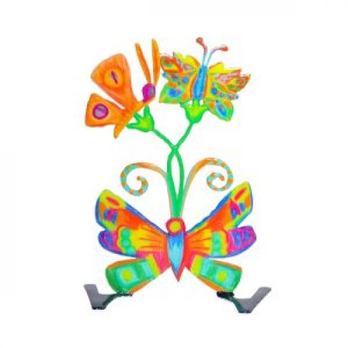 Yair Emanuel, Standing Small Table Sculpture - Colorful Flower with Butterflies
