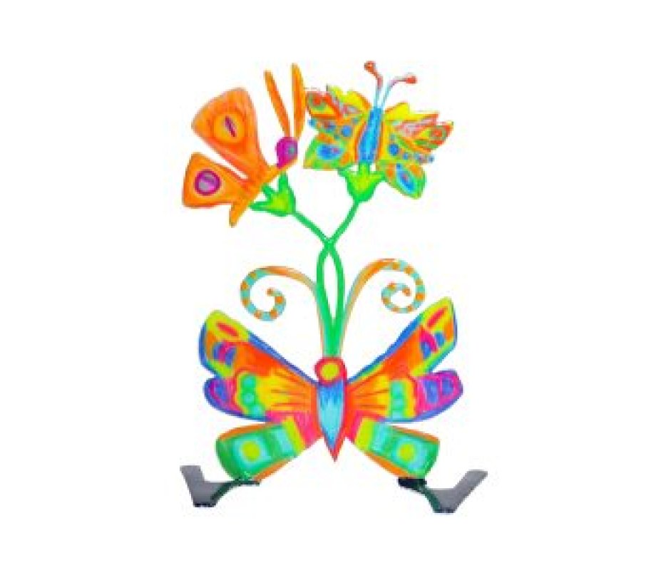 Yair Emanuel, Standing Small Table Sculpture - Colorful Flower with Butterflies