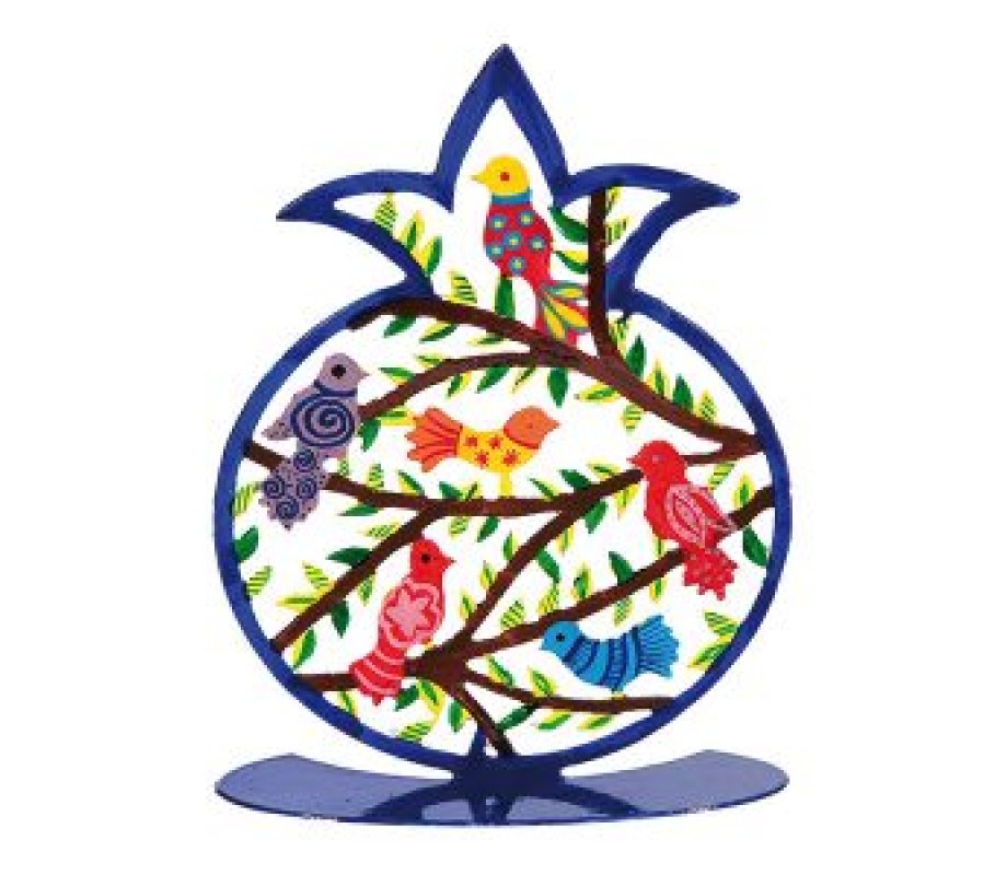 Yair Emanuel, Standing Table Sculpture with Pomegranate Outline – Small Birds