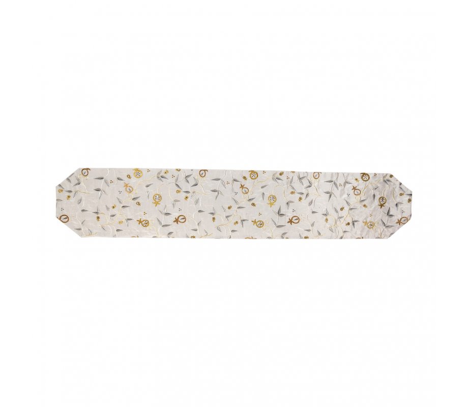 Yair Emanuel Table Runner - Silver and Gold Pomegranates Design