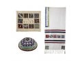 Yair Emanuel Tallit & Kippah & Bag Set, Embroidered Squares & Shapes - Colorful