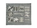 Yair Emanuel Tallit & Kippah & Bag Set, Embroidered Squares and Shapes - Silver