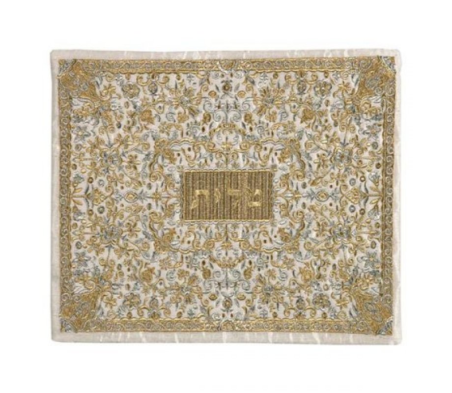 Yair Emanuel Tallit and Tefillin Bag Full Embroidery, Flowers - Gold and Silver