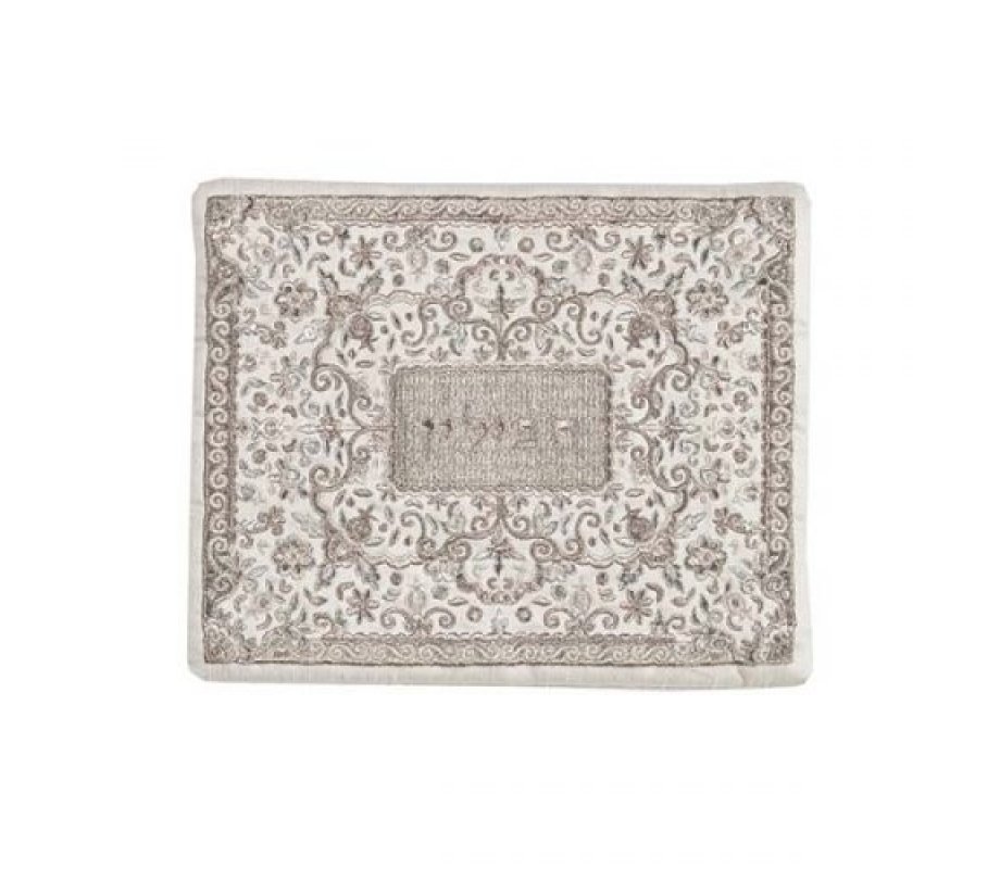 Yair Emanuel Tallit and Tefillin Bag Full Embroidery, Flowers - Silver (Sold Separately)