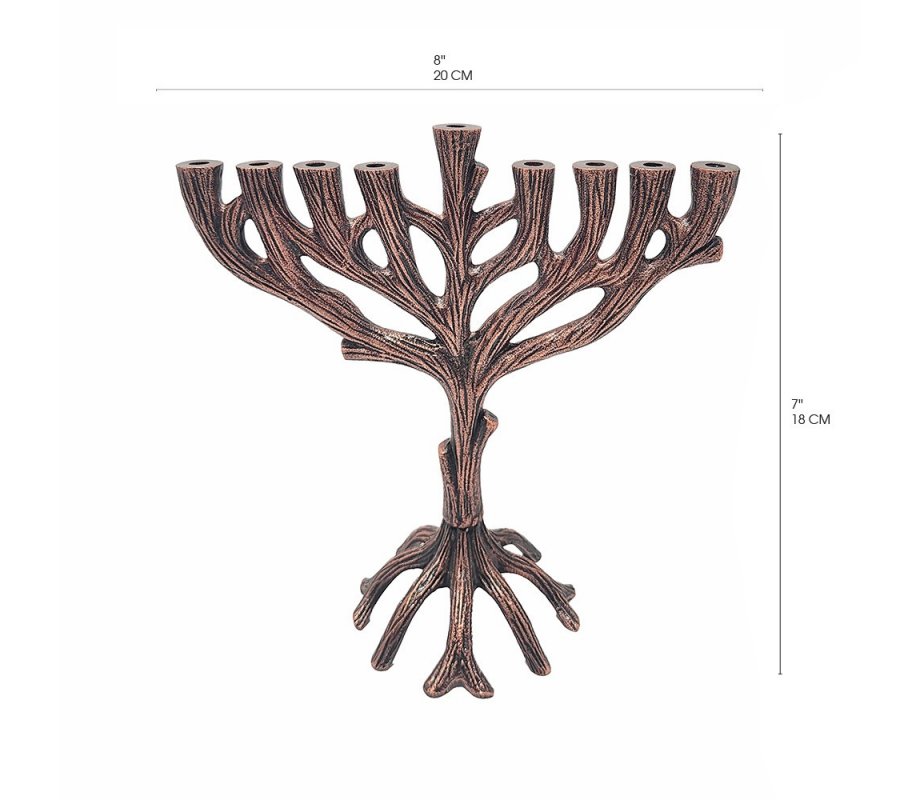 Yair Emanuel Tree of Life Metal Chanukah Menorah - Bronze