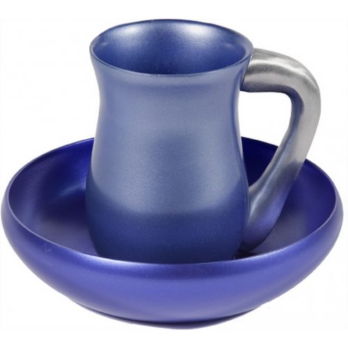 Yair Emanuel Two-Piece Aluminum Mayim Achronim Set - Blue