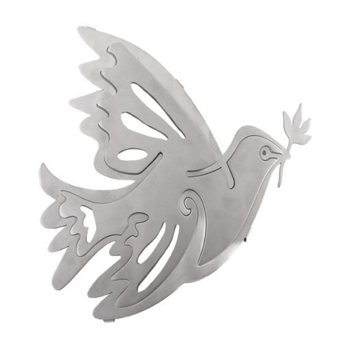 Yair Emanuel Two-in-One Anodized Aluminum Trivet - Dove of Peace