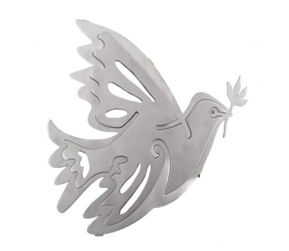 Yair Emanuel Two-in-One Anodized Aluminum Trivet - Dove of Peace