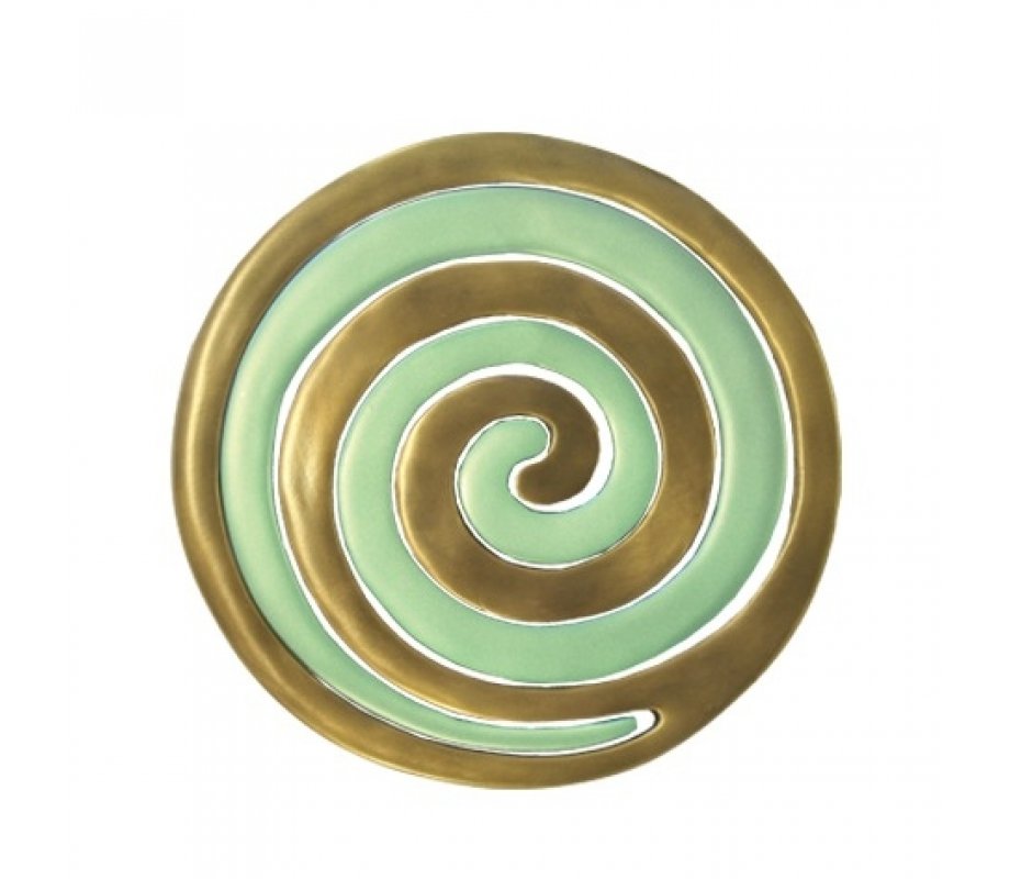 Yair Emanuel Two-in-One Gold and Green Anodized Aluminum Trivet - Swirls