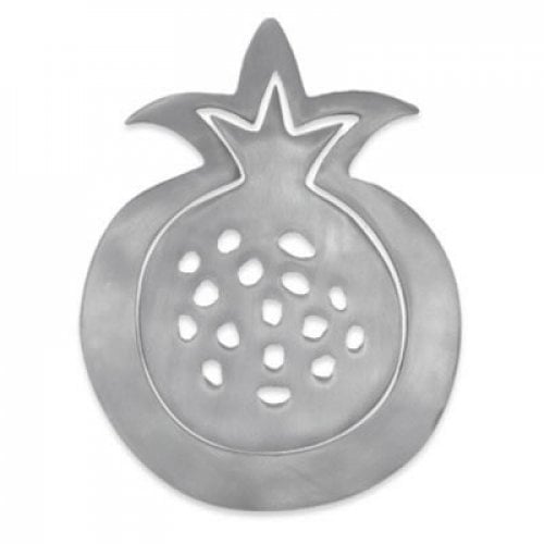 Yair Emanuel Two-in-One Silver Aluminum Trivet - Pomegranate