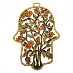 Yair Emanuel Wall Hamsa with Colorful Birds Design