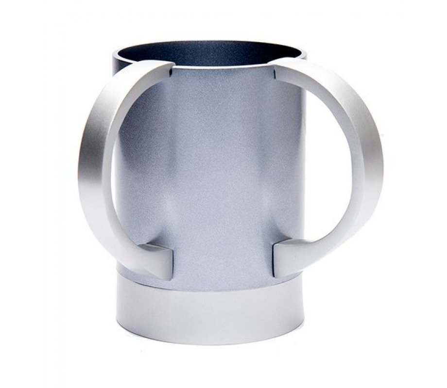 Yair Emanuel Wash Cup Natla with Words Al Netilat Yadayim - Two Tone Gray