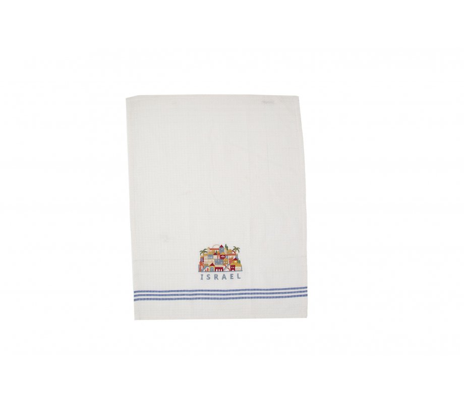 Yair Emanuel White Dish Towel - Jerusalem Design