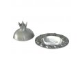 Yair Emanuel nodized Aluminum Honey Dish with Pomegranate Cover - Silver Gray