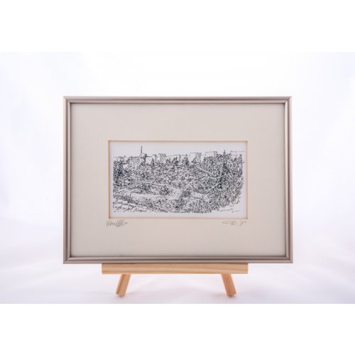 YehuditsArt Sketch Print of Mount Zion, Jerusalem Walls and Tower of David