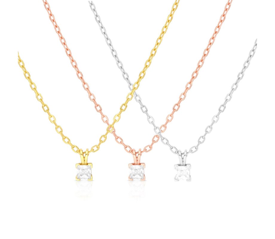 Yellow or Rose Gold Plated Sterling Silver with Green and White Zircons Pendant