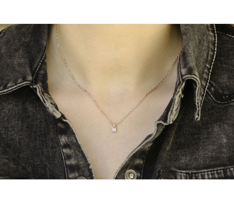 Yellow or Rose Gold Plated Sterling Silver with Green and White Zircons Pendant