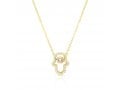 Yellow-Gold Plated Sterling Silver Necklace with Hamsa Pendant, Zircon Decorated