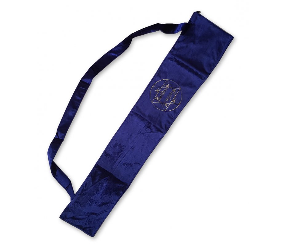 Yemenite Shofar Pouch Blue Velvet - Gold Embroidery Jerusalem & Star of David