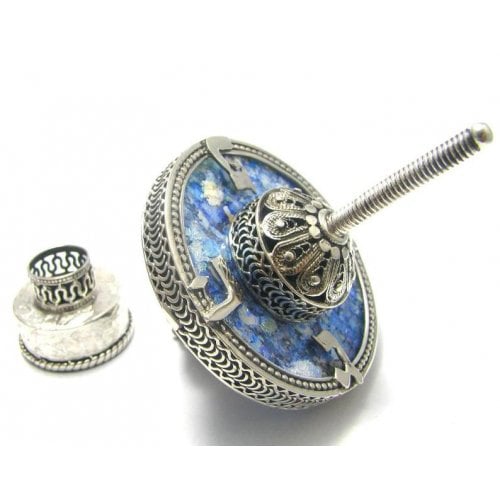 Yoels Jewelry, Sterling Silver and Roman Glass Hand Made Hanukkah Dreidel