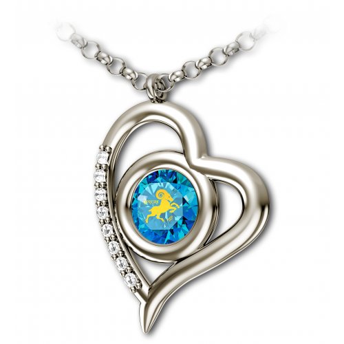 Zodica Heart Sterling Silver Capricorn Pendant By Nano Jewelry